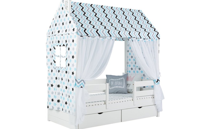 Кровать тахта с продольной крышей Тимберика Кидс N5