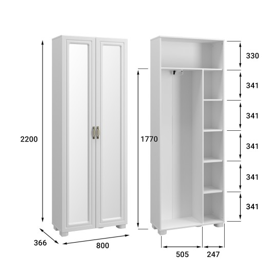 Шкаф двухдверный с зеркалом «Монблан» МБ-21К