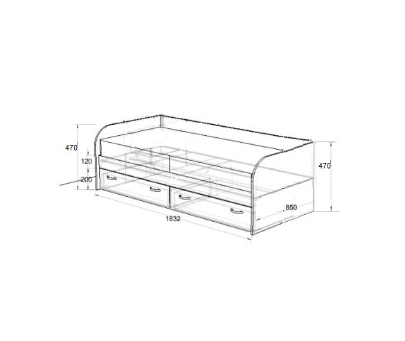 Кровать детская 13/53 СВ Фанки Кидз 180x80cм (Азбука Мебели)