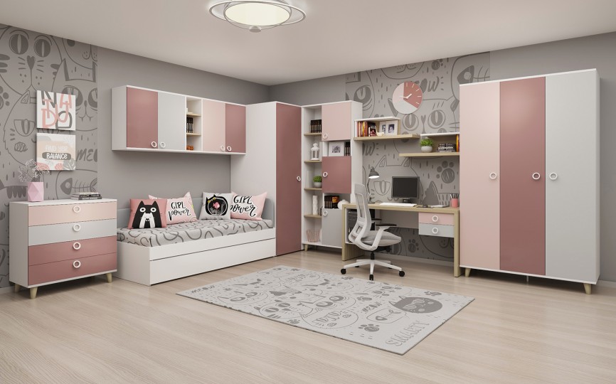 Кровать с ящиком Смарти Пинк КР2