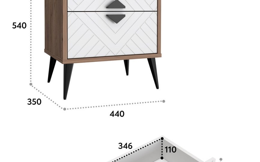 Тумба прикроватная Астрид АР-04 дуб крафт табачный/бланж
