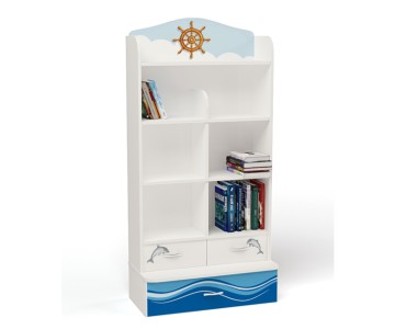 Стеллаж широкий "Ocean" белый в морском стиле