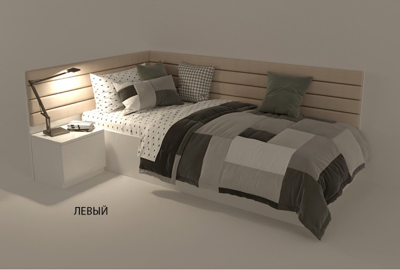 Кровать угловая  Crisp 190х120 с тумбочкой