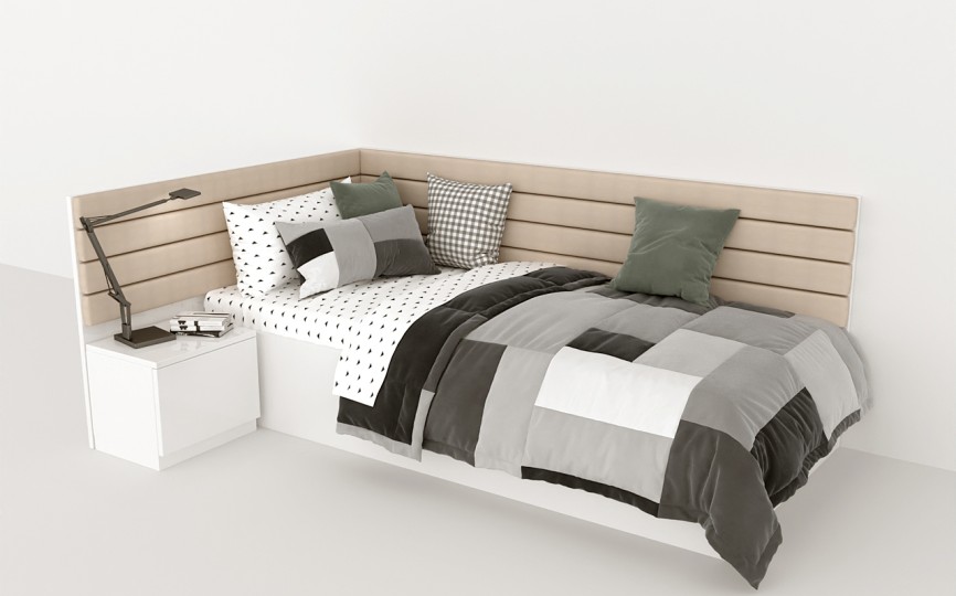 Кровать угловая  Crisp 190х120 с тумбочкой