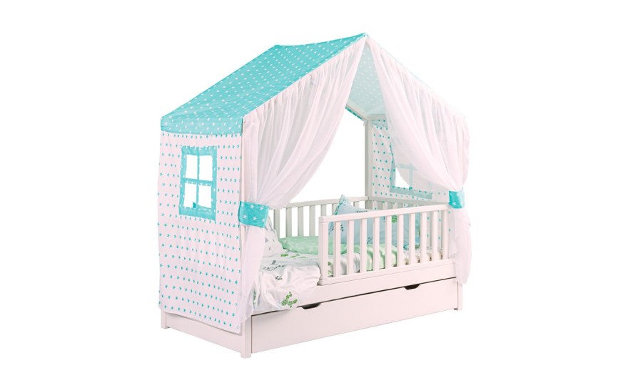 Кровать тахта с бортиками с поперечной крышей Тимберика Кидс N10