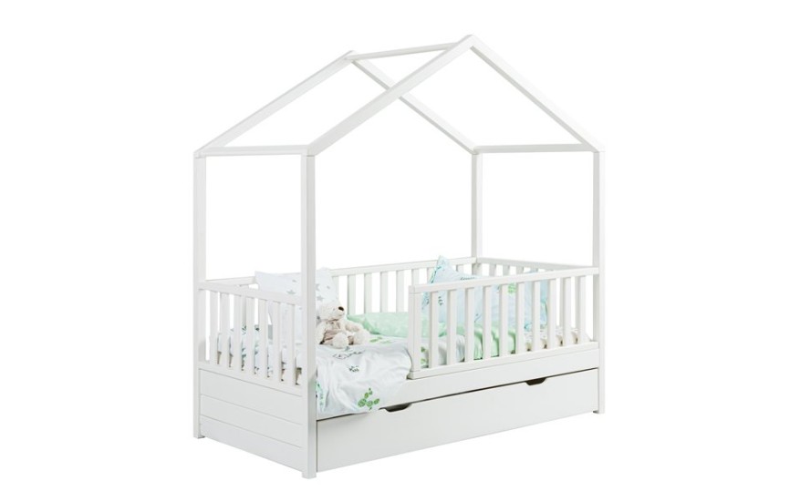 Кровать тахта с бортиками с поперечной крышей Тимберика Кидс N10