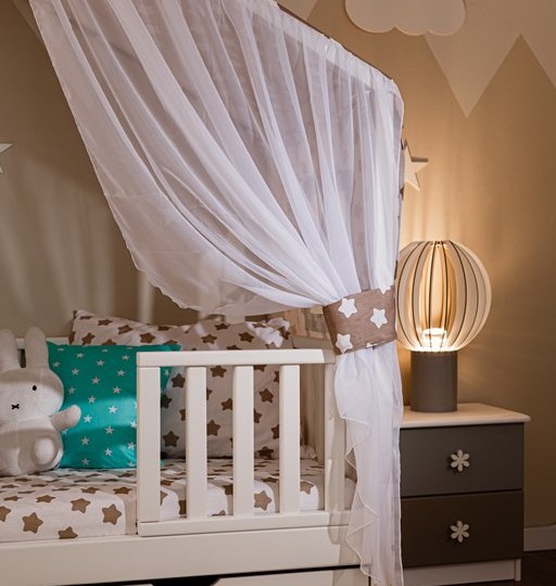 Кровать тахта с бортиками с поперечной крышей Тимберика Кидс N10