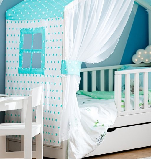 Кровать тахта с бортиками с поперечной крышей Тимберика Кидс N10