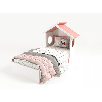 Кровать Домик белый без тумбы и без мягкой спинки