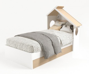 Кровать Домик белый без тумбы и без мягкой спинки