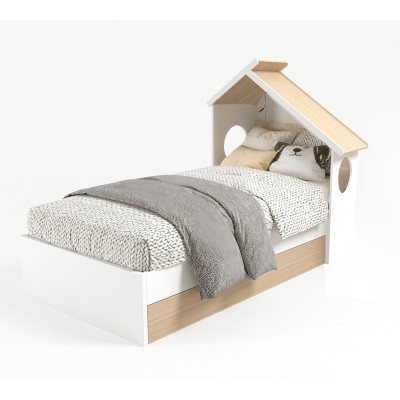 Кровать Домик белый без тумбы и без мягкой спинки