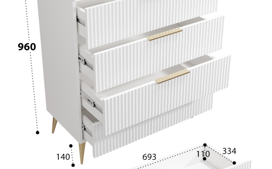 Комод Афина АФ-01 белый бриллиант/бланж