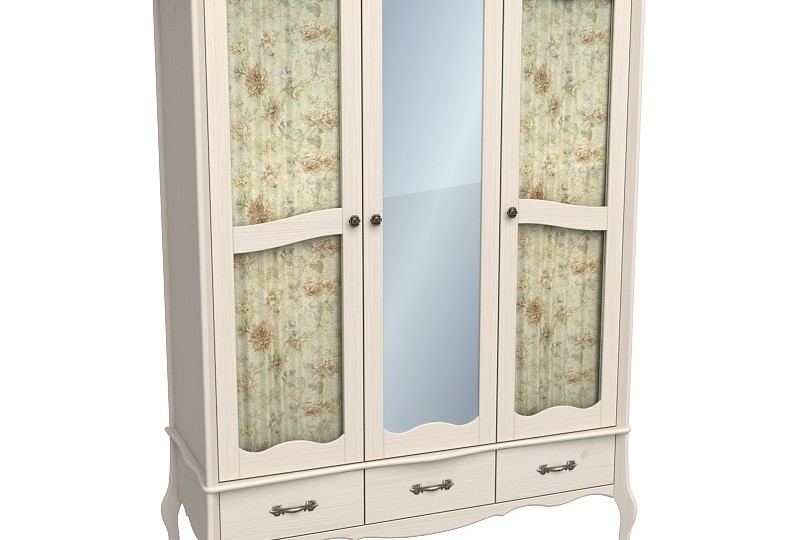 Шкаф трехдверный со стеклянными дверями и зеркалом "Лебо" Шкаф трехдверный со стеклянными дверями и зеркалом "Лебо"