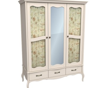 Шкаф трехдверный со стеклянными дверями и зеркалом "Лебо" Шкаф трехдверный со стеклянными дверями и зеркалом "Лебо"