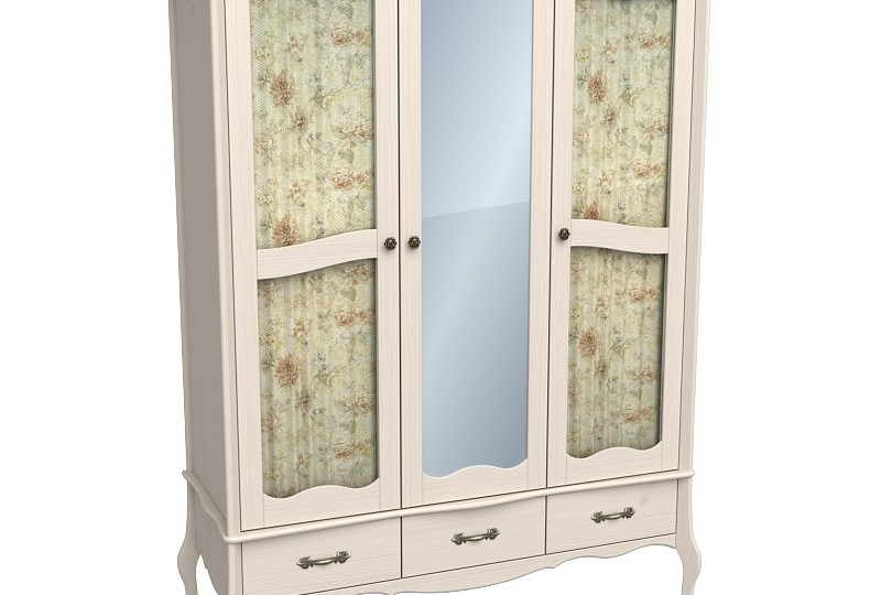 Шкаф трехдверный со стеклянными дверями и зеркалом "Лебо" Шкаф трехдверный со стеклянными дверями и зеркалом "Лебо"