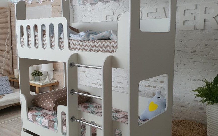 Двухъярусная кроватка-домик с ящиком Марти Двухъярусная кроватка-домик с ящиком Марти