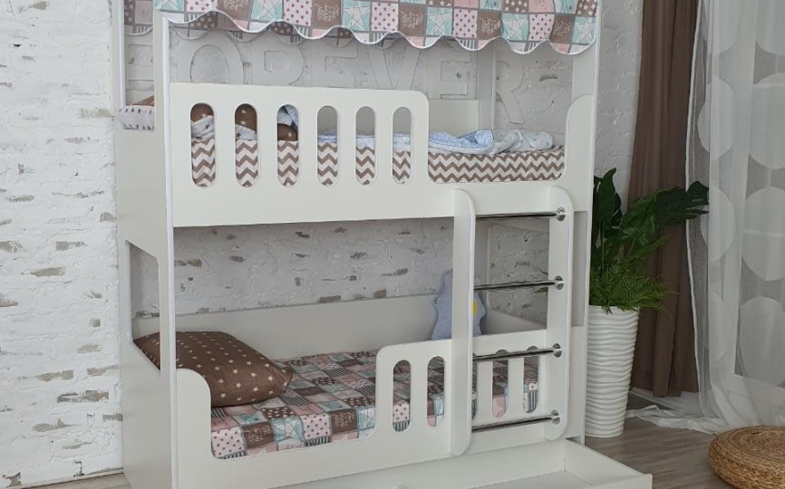 Двухъярусная кроватка-домик с ящиком Марти Двухъярусная кроватка-домик с ящиком Марти