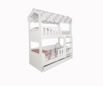 Двухъярусная кроватка-домик с ящиком Марти