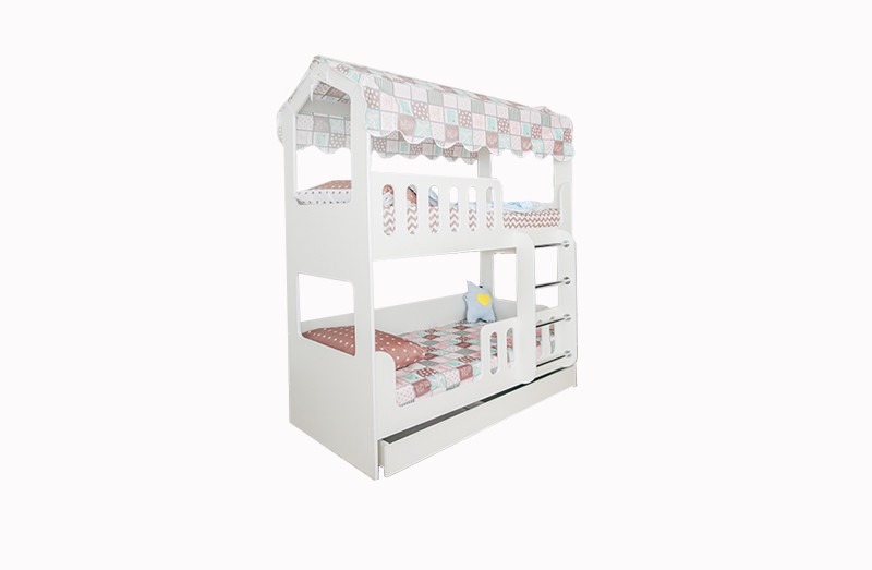 Двухъярусная кроватка-домик с ящиком Марти Двухъярусная кроватка-домик с ящиком Марти