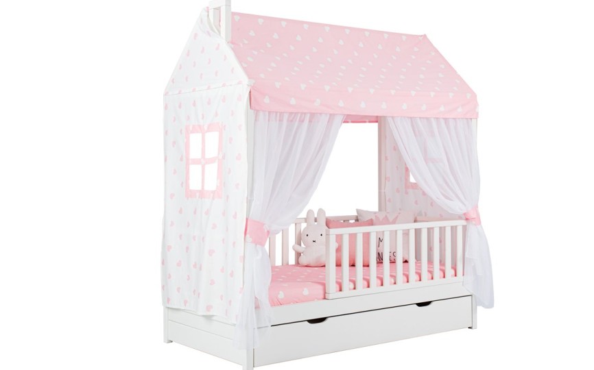 Кровать тахта с бортиками с продольной крышей Тимберика Кидс N11