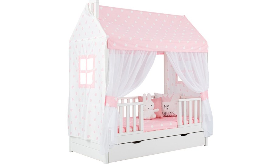 Кровать тахта с бортиками с продольной крышей Тимберика Кидс N11