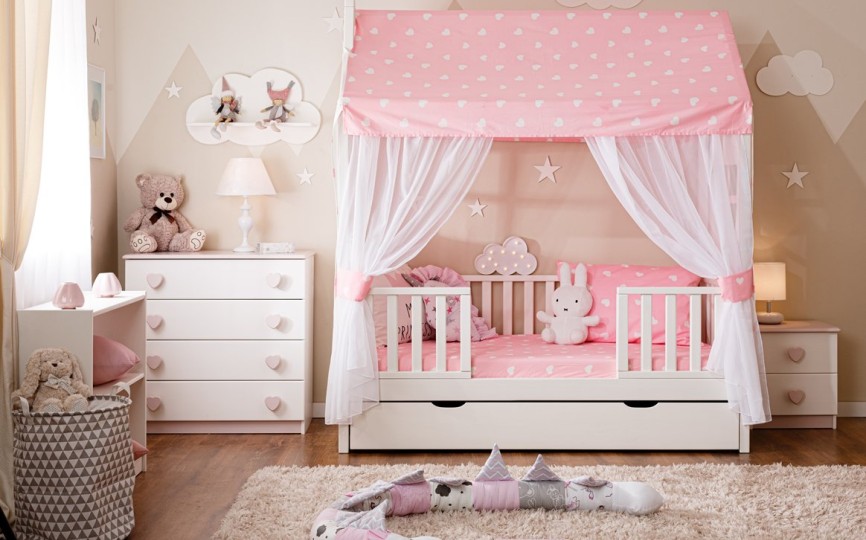 Кровать тахта с бортиками с продольной крышей Тимберика Кидс N11