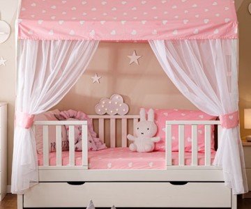 Кровать тахта с бортиками с продольной крышей Тимберика Кидс N11