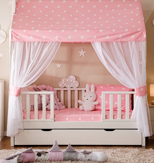 Кровать тахта с бортиками с продольной крышей Тимберика Кидс N11