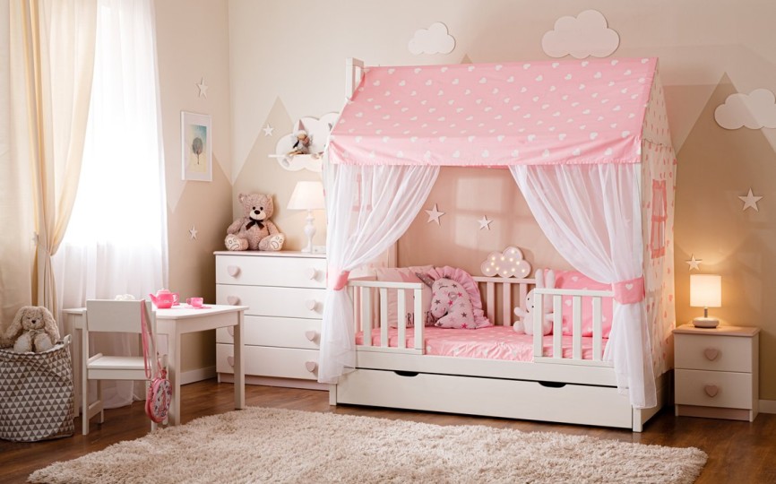 Кровать тахта с бортиками с продольной крышей Тимберика Кидс N11