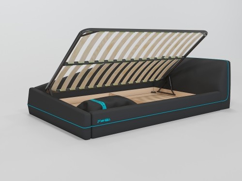 Кровать "Карбон" с подъемным механизмом 120 см (кант Бирюза) Кровать "Карбон" с подъемным механизмом 120 см (кант Бирюза)