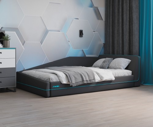 Кровать "Карбон" с подъемным механизмом 120 см (кант Бирюза) Кровать "Карбон" с подъемным механизмом 120 см (кант Бирюза)