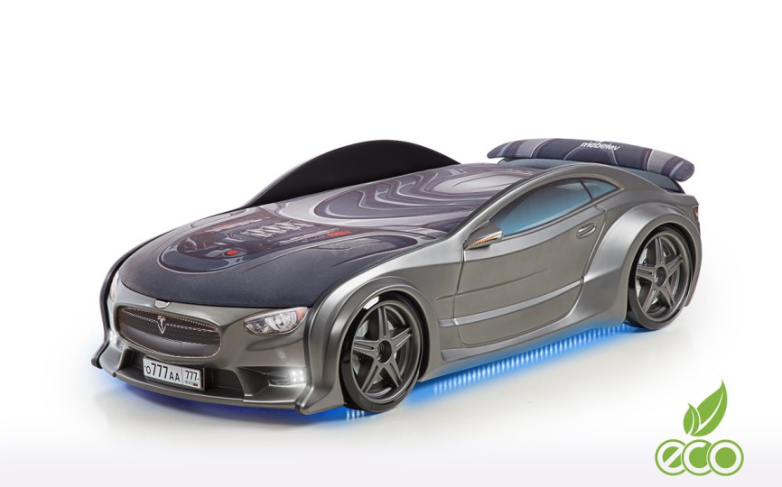 Кровать-машина объемная NEO "Тесла" графит  