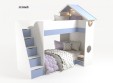 Кровать Домик белый  2х ярусная с тумбой