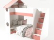 Кровать Домик белый  2х ярусная с тумбой