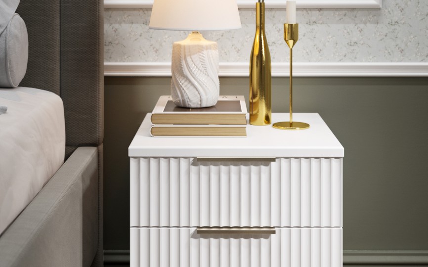 Тумба прикроватная Афина АФ-02 белый бриллиант/бланж