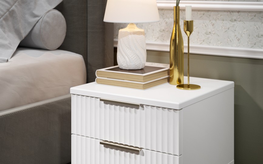 Тумба прикроватная Афина АФ-02 белый бриллиант/бланж