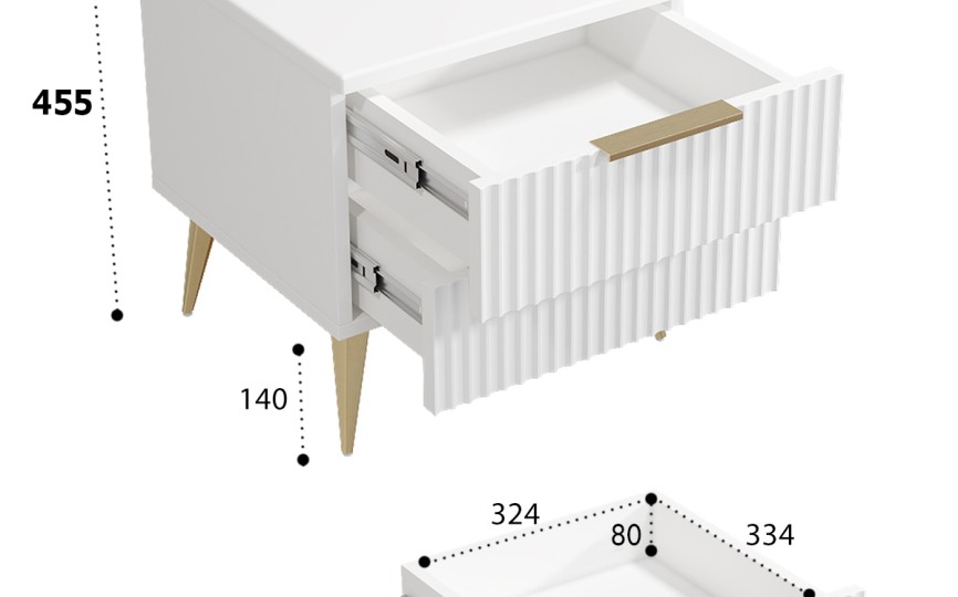 Тумба прикроватная Афина АФ-02 белый бриллиант/бланж