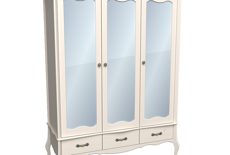 Шкаф трехдверный  зеркальными дверями "Лебо"