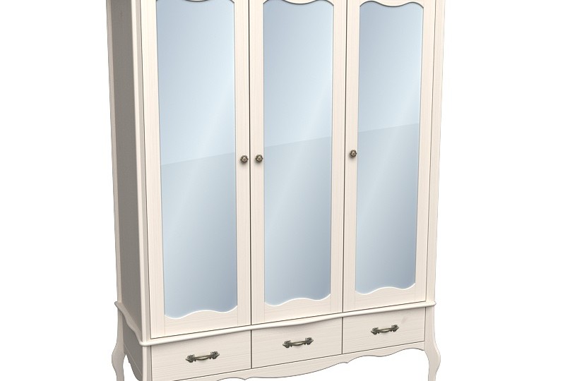 Шкаф трехдверный  зеркальными дверями "Лебо"