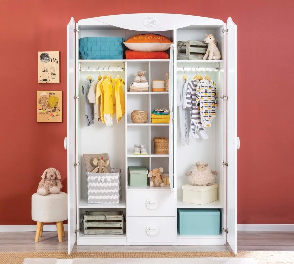 Шкаф трехдверный с окном Baby Cotton