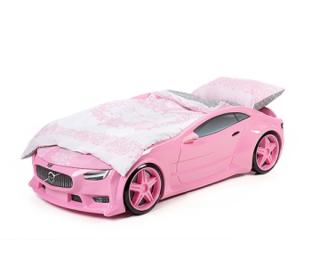 Комплект постельного белья для машинок-кроваток (розовый) 