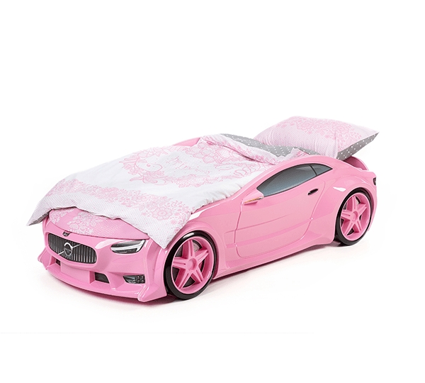 Комплект постельного белья для машинок-кроваток (розовый) 