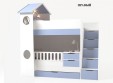 Кровать трансформер Домик белый 2х ярусная с ограничителем без тумбы