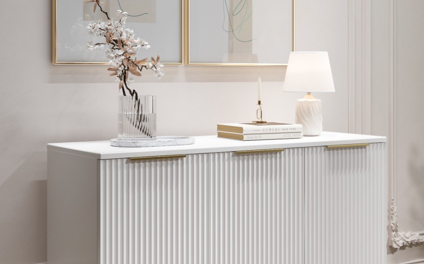 Комод Афина с полками АФ-03 белый бриллиант/бланж