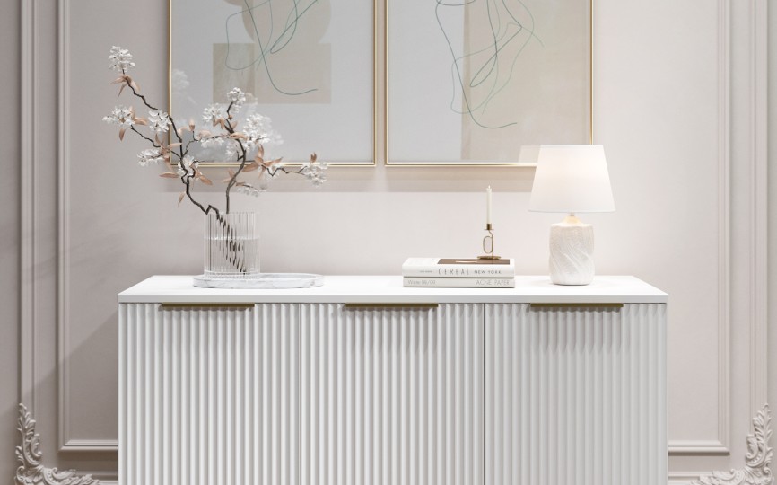 Комод Афина с полками АФ-03 белый бриллиант/бланж