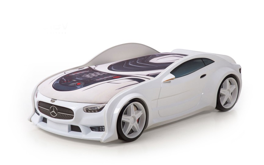 Кровать-машина объемная NEO "Мерседес" белый