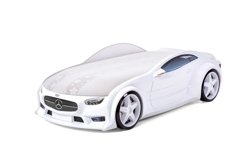 Кровать-машина объемная NEO "Мерседес" белый