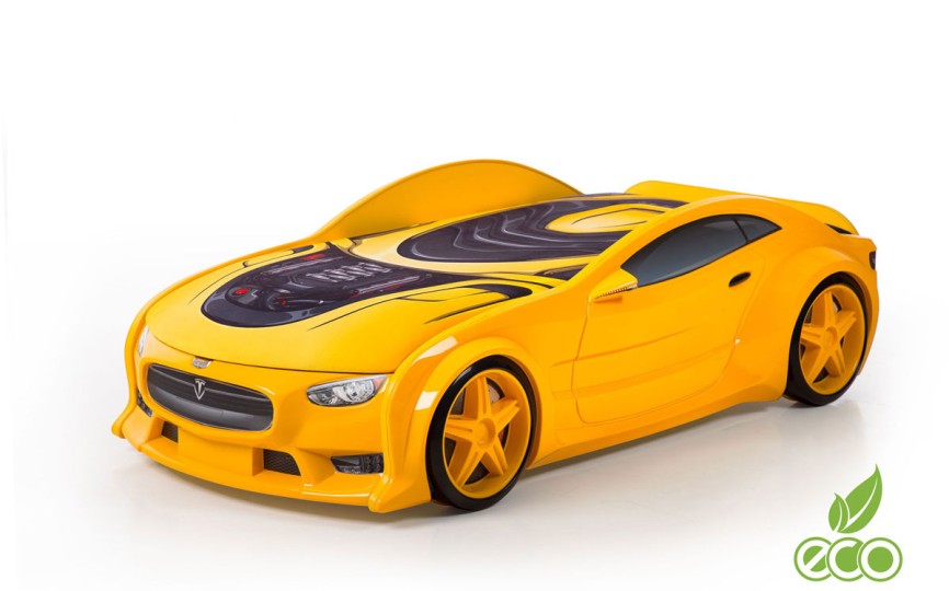 Кровать-машина объемная NEO "Тесла" желтая