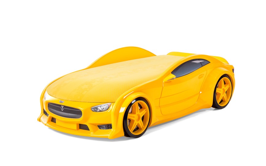 Кровать-машина объемная NEO "Тесла" желтая