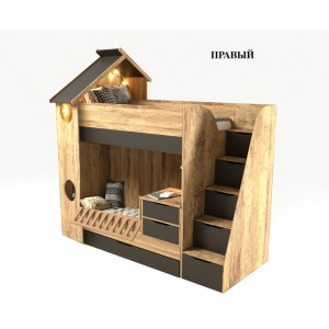 Кровать трансформер Домик  2х ярусная с ограничителем без тумбы 